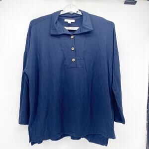 Pure Jill tranquility fleece navy blue split hem hi Lo soft oversized  size XL